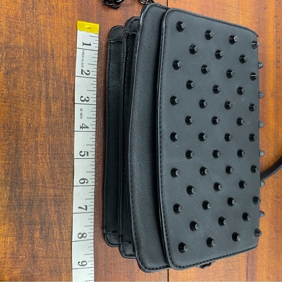 Gianni Binni black studded crossbody/ clutch purse with polka dot interior - Picture 10 of 13